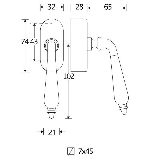 SKG2 Draaikiepgarnituur afsluitbaar Antique ebben/Elegant messing gelakt