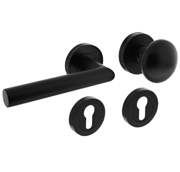 Intersteel wisselgarnituur links Bastian op rond rozet + pc-plaatjes zwart