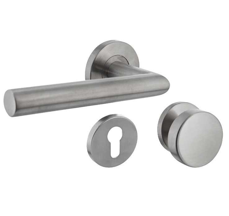 Intersteel wisselgarnituur links rechte hoek 90° op rozet rvs