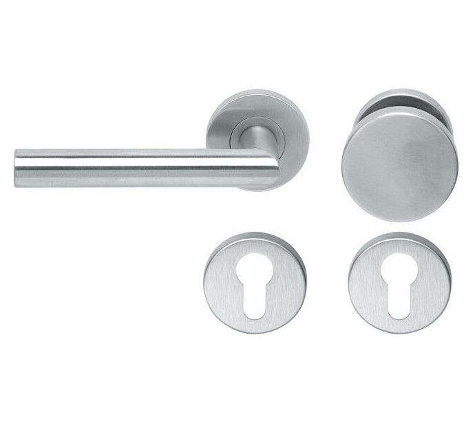 Knop/kruk op rozet Tessa links KL4 knop vlak + PC-plaatjes rvs mat