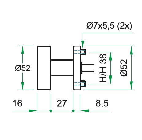 Knop/kruk op rozet Tessa rechts KL4 knop vlak + PC-plaatjes rvs mat