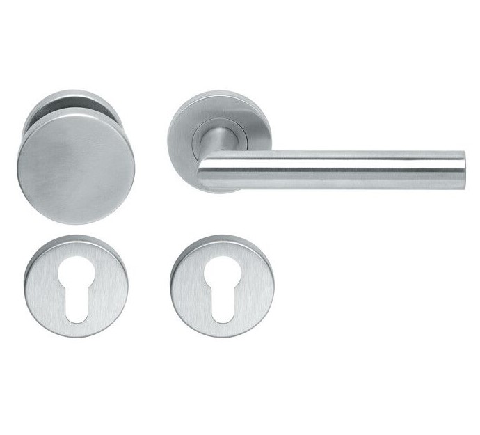 Knop/kruk op rozet Tessa rechts KL4 knop vlak + PC-plaatjes rvs mat