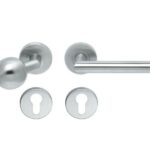 Knop/kruk op rozet Tessa rechts KL4 knop bol verkropt + PC-plaatjes rvs mat