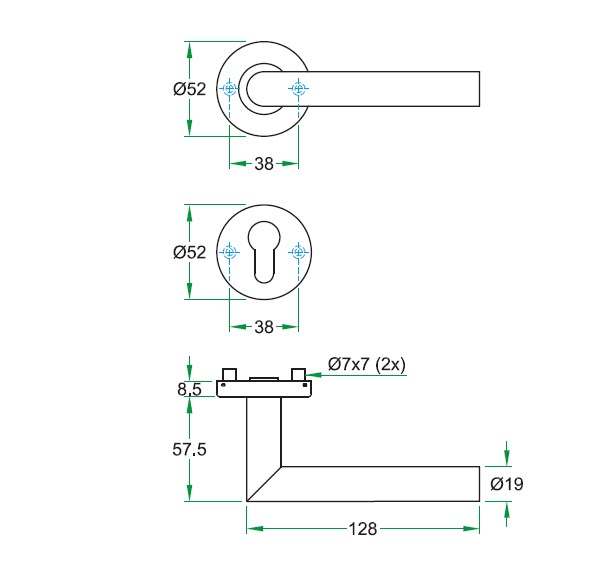 Knop/kruk op rozet Tessa links KL4 knop bol + PC-plaatjes rvs mat