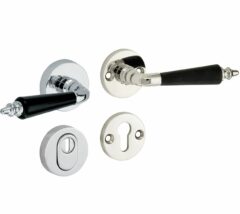 SKG3 kruk/kruk op rozet Antique ebben Rechts + kerntrekbeveiliging glans nikkel/glans chroom