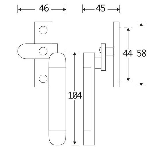 Raamboom Met Sluitplaat Links Dual mat nikkel ongelakt