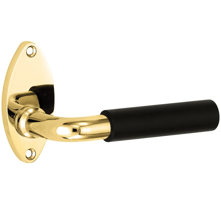 Deurkruk op ongeveerd rozet Frankfurt ebben/elips messing ongelakt