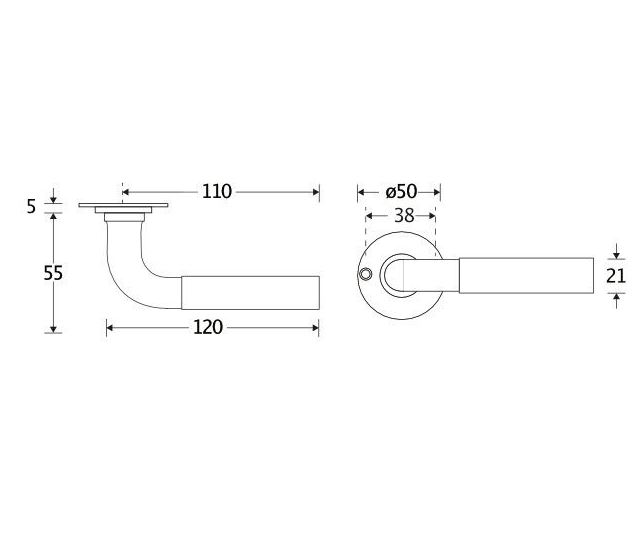 Deurkruk op ongeveerd rozet Frankfurt ebben/elips messing antiek
