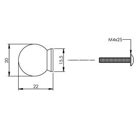 Intersteel Knop bolrond achterplaat Ø20mm rvs