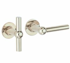 Deurkruk op ongeveerd rozet Chemin de Fer L/T 100mm glans nikkel