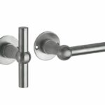 Deurkruk op ongeveerd rozet Chemin de Fer L/T 100mm mat nikkel ongelakt