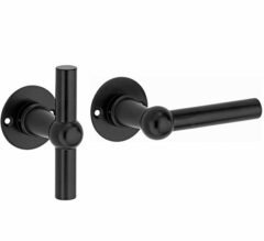 Deurkruk op ongeveerd rozet Chemin de Fer L/T 100mm mat zwart