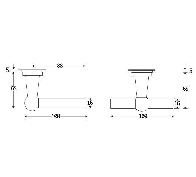 Deurkruk op ongeveerd rozet Chemin de Fer L/T 100mm messing antiek