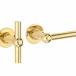 Deurkruk op ongeveerd rozet Chemin de Fer L/T 100mm messing ongelakt