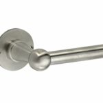 Deurkruk op ongeveerd rozet Chemin de Fer 100mm mat nikkel ongelakt