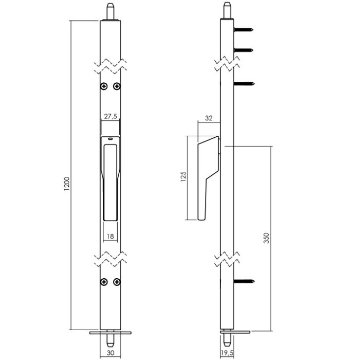 Raamespagnolet niet afsluitbaar 120cm linksdraaiend wit