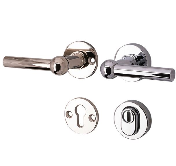 SKG3 kruk/kruk op rozet Chemin de Fer Links + kerntrekbeveiliging glans nikkel/glans chroom