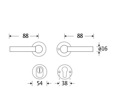 SKG3 kruk/kruk op rozet Chemin de Fer Rechts + kerntrekbeveiliging glans nikkel/glans chroom