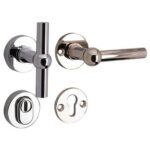 SKG3 knop/kruk op rozet Chemin de Fer Rechts + kerntrekbeveiliging glans nikkel/glans chroom