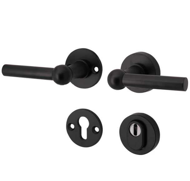 SKG3 kruk/kruk op rozet Chemin de Fer Links + kerntrekbeveiliging mat zwart