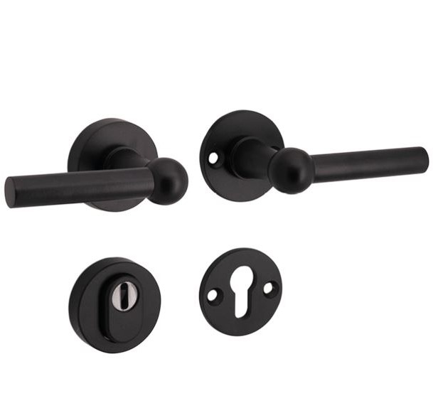 SKG3 kruk/kruk op rozet Chemin de Fer Rechts + kerntrekbeveiliging mat zwart