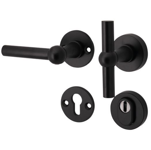 SKG3 knop/kruk op rozet Chemin de Fer Links + kerntrekbeveiliging mat zwart