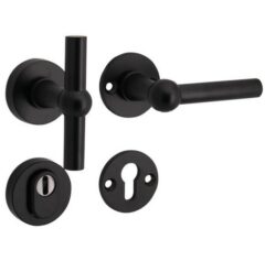 SKG3 knop/kruk op rozet Chemin de Fer Rechts + kerntrekbeveiliging mat zwart