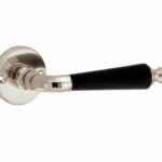 Deurkruk op ongeveerd rozet Antique ebben glans nikkel