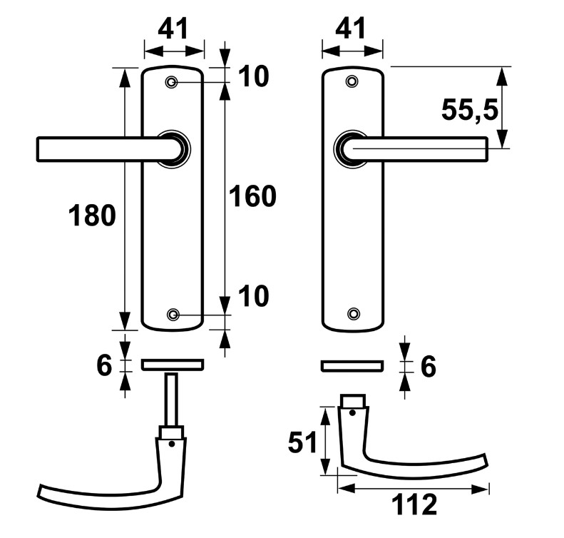 AXA curve schild blind met deurkruk blok aluminium F1
