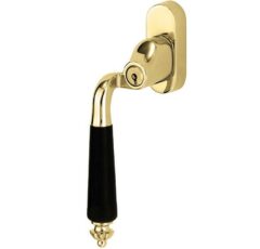 SKG2 Draaikiepgarnituur afsluitbaar Nouveau ebben/Smal Links messing gelakt