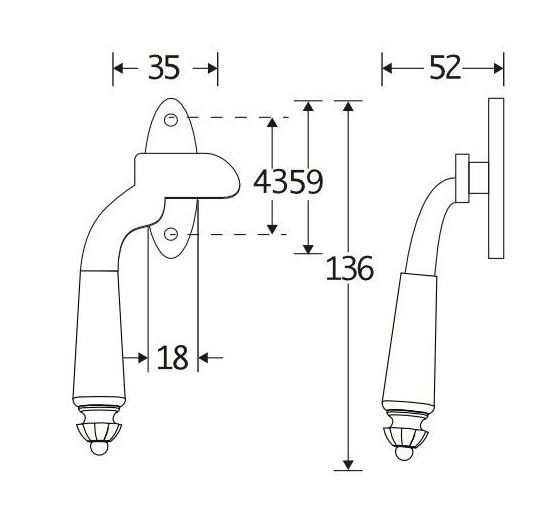 Raamsluiting Met Sluitplaat Links Nouveau messing gelakt