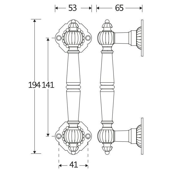 Deurgreep Nouveau ebben messing gelakt