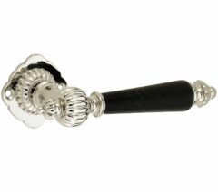 Deurkruk op ongeveerd rozet Nouveau glans nikkel