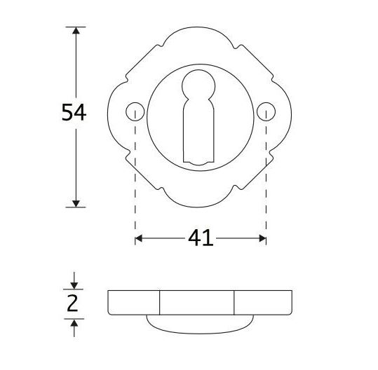 Set van twee Sleutelplaatjes Nouveau messing gelakt
