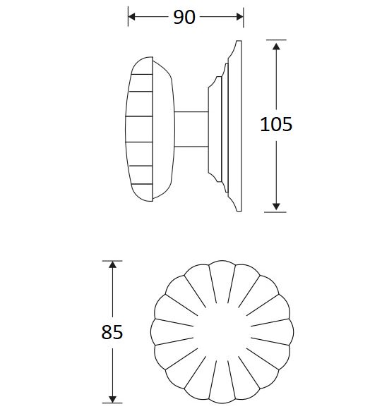 Voordeurknop Nouveau 85mm glans chroom