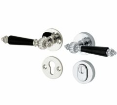 SKG3 kruk/kruk op rozet Nouveau Links + kerntrekbeveiliging glans nikkel/glans chroom