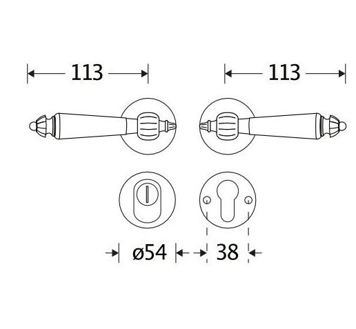 SKG3 kruk/kruk op rozet Nouveau Rechts + kerntrekbeveiliging glans nikkel/glans chroom