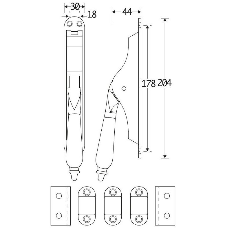 Pomp-espagnolet Antique ebben Messing Gelakt Inclusief 2 Stangen