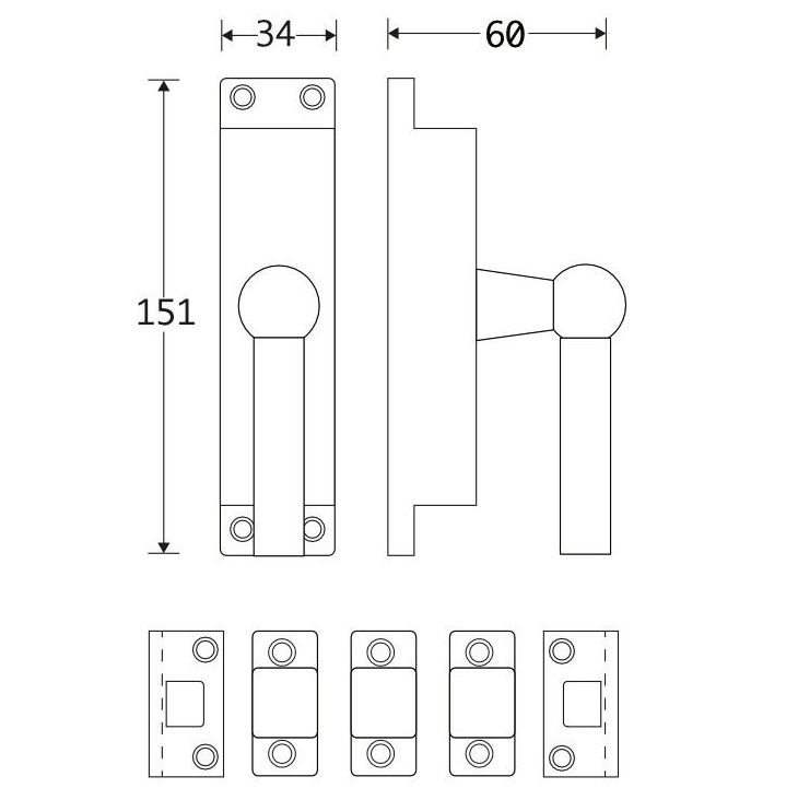 Kruk-espagnolet Chemin de Fer Links Mat Zwart Inclusief 2 Stangen