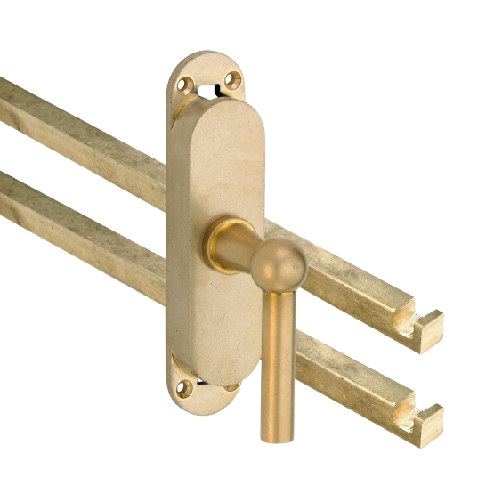 Kruk-espagnolet Chemin de Fer Rechts Messing Antiek Inclusief 2 Stangen