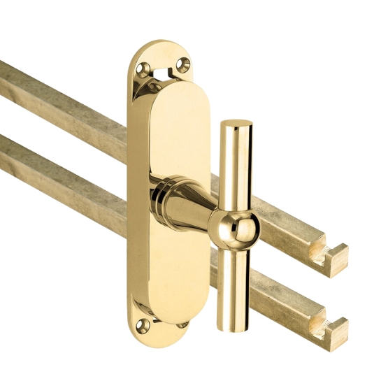 Kruk-espagnolet Chemin de Fer Messing Ongelakt Inclusief 2 Stangen