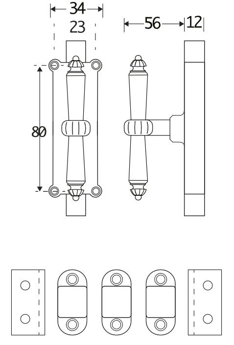 Kruk-espagnolet Nouveau ebben Glans Nikkel Inclusief 1 Stang