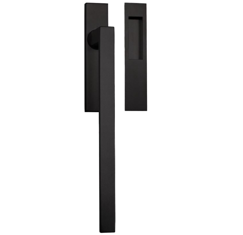 Hef/Schuifdeurbeslag Tavira met schuifdeurkom RVS zwart