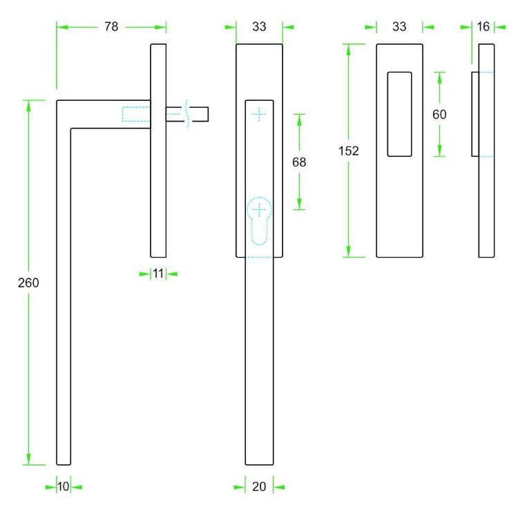 Hef/Schuifdeurbeslag Tavira PC69 met schuifdeurkom RVS zwart