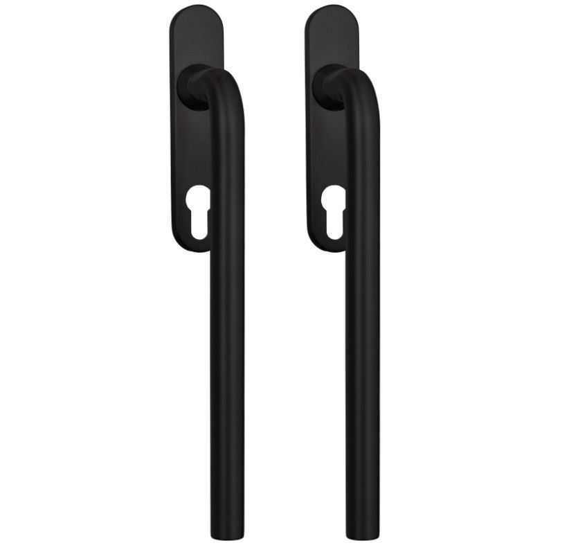 Hef/Schuifdeurbeslag Leona PC69 paar op ovaal schild RVS zwart