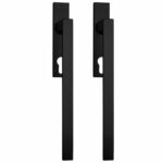 Hef/Schuifdeurbeslag Tavira PC69 paar op rechthoekig schild RVS zwart