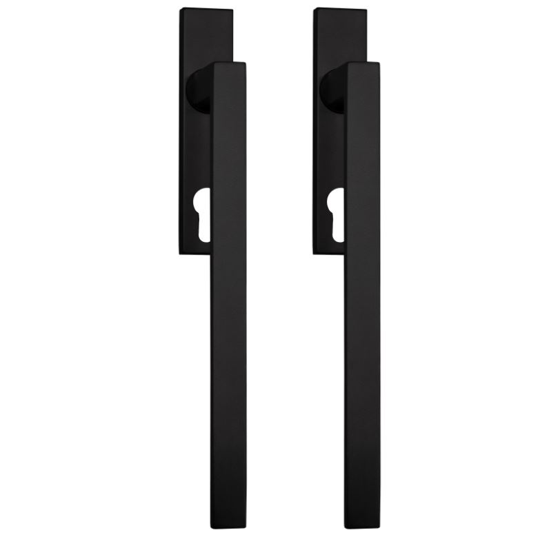 Hef/Schuifdeurbeslag Tavira PC69 paar op rechthoekig schild RVS zwart