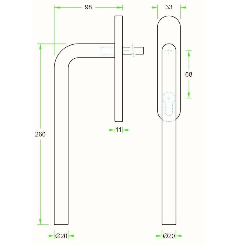 Hef/Schuifdeurbeslag Leona PC69 paar op ovaal schild RVS
