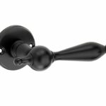 Deurkruk op ongeveerd rozet Barock/facet mat zwart