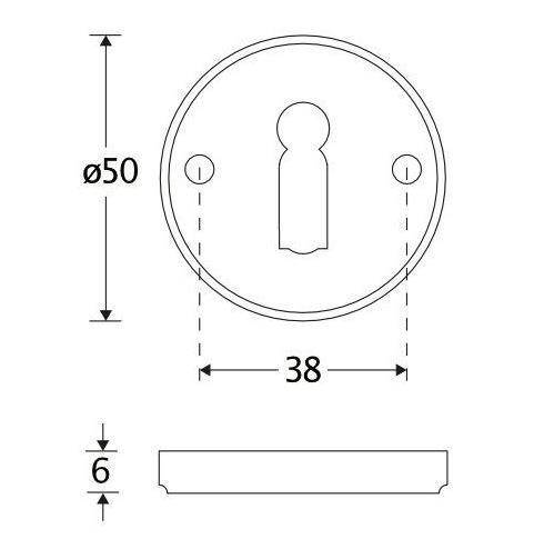 Set van twee sleutelplaatjes Facet BB messing antiek
